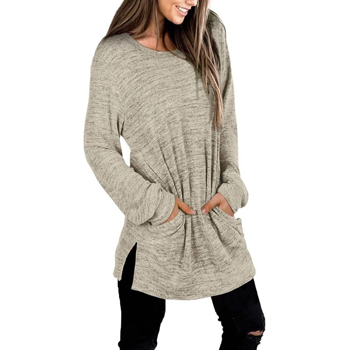 Damen Freizeit-Sweatshirts Langarm Oversize-Shirt