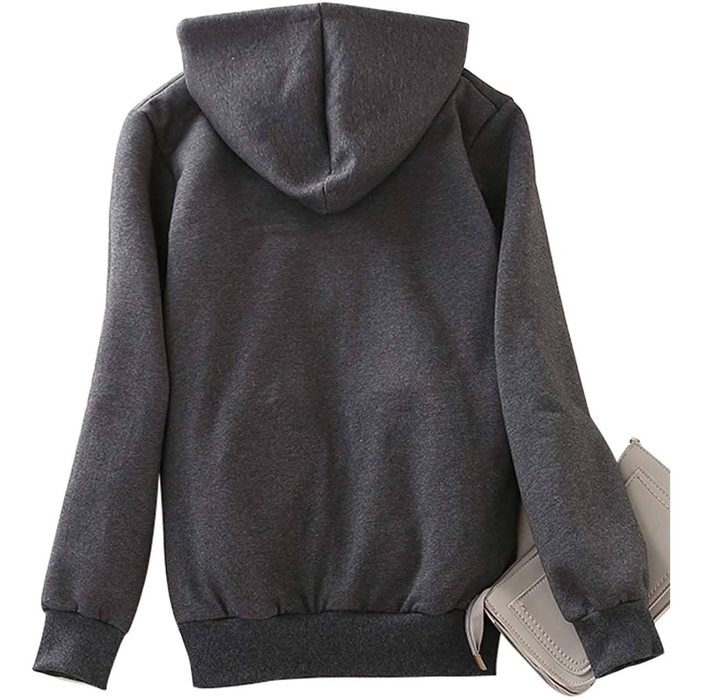 Damen lässiger, warmer Winter-Kapuzenpullover mit Sherpa-Futter und Reißverschluss