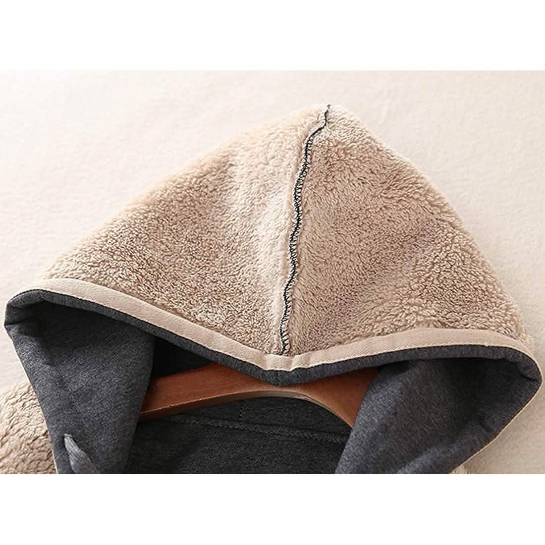 Damen lässiger, warmer Winter-Kapuzenpullover mit Sherpa-Futter und Reißverschluss