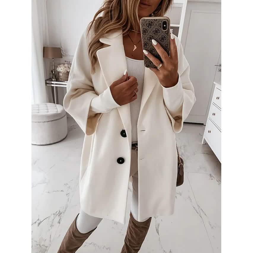 Damen Mantel Shacket Jacke Langarm Einfarbig Oversized