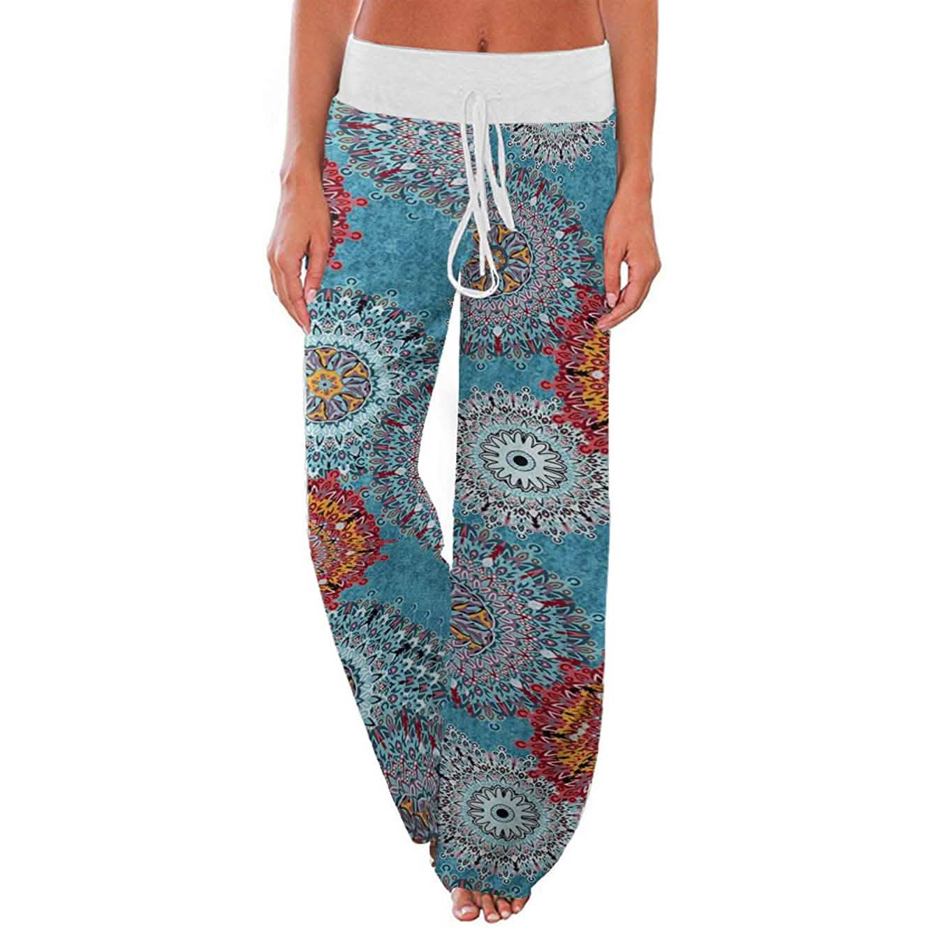 Bequeme Stretch-Palazzo-Loungehose mit weitem Bein für Damen und Kordelzug