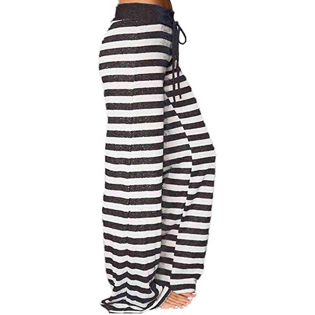 Bequeme Stretch-Palazzo-Loungehose mit weitem Bein für Damen und Kordelzug