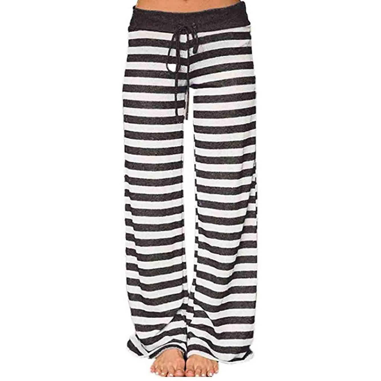 Bequeme Stretch-Palazzo-Loungehose mit weitem Bein für Damen und Kordelzug