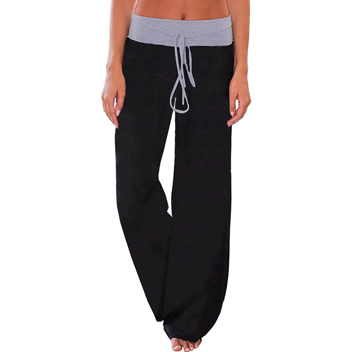 Bequeme Stretch-Palazzo-Loungehose mit weitem Bein für Damen und Kordelzug