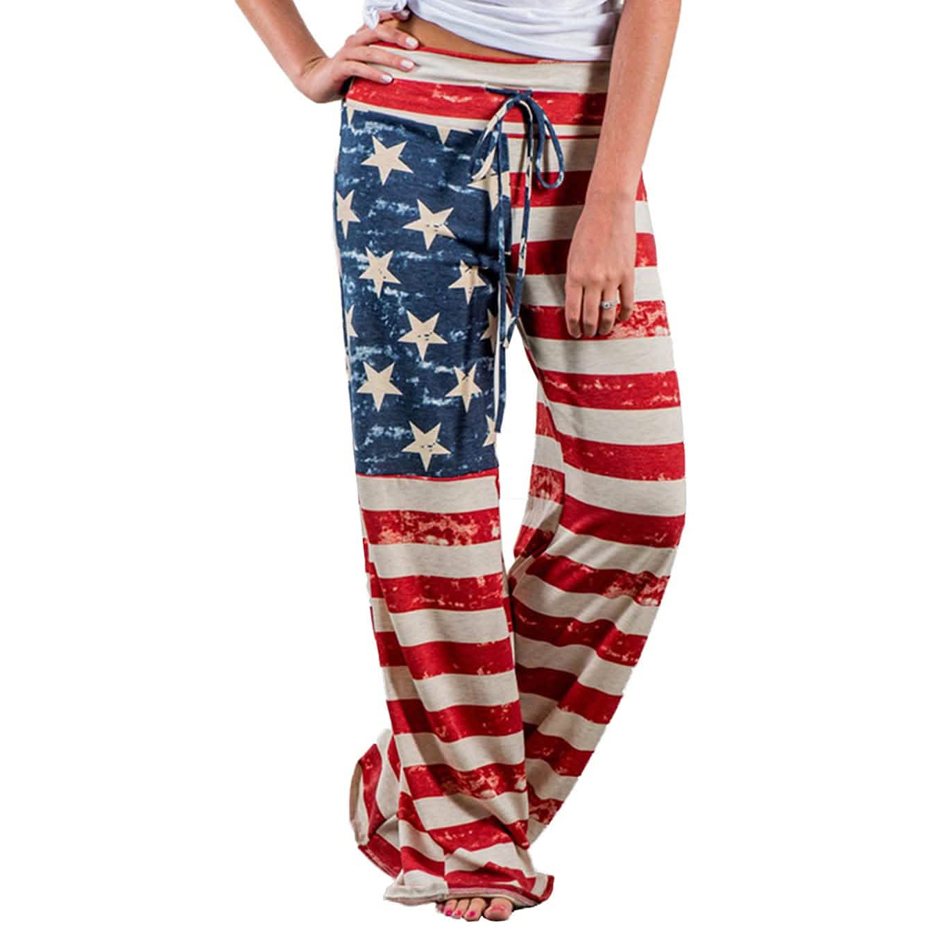Bequeme Stretch-Palazzo-Loungehose mit weitem Bein für Damen und Kordelzug