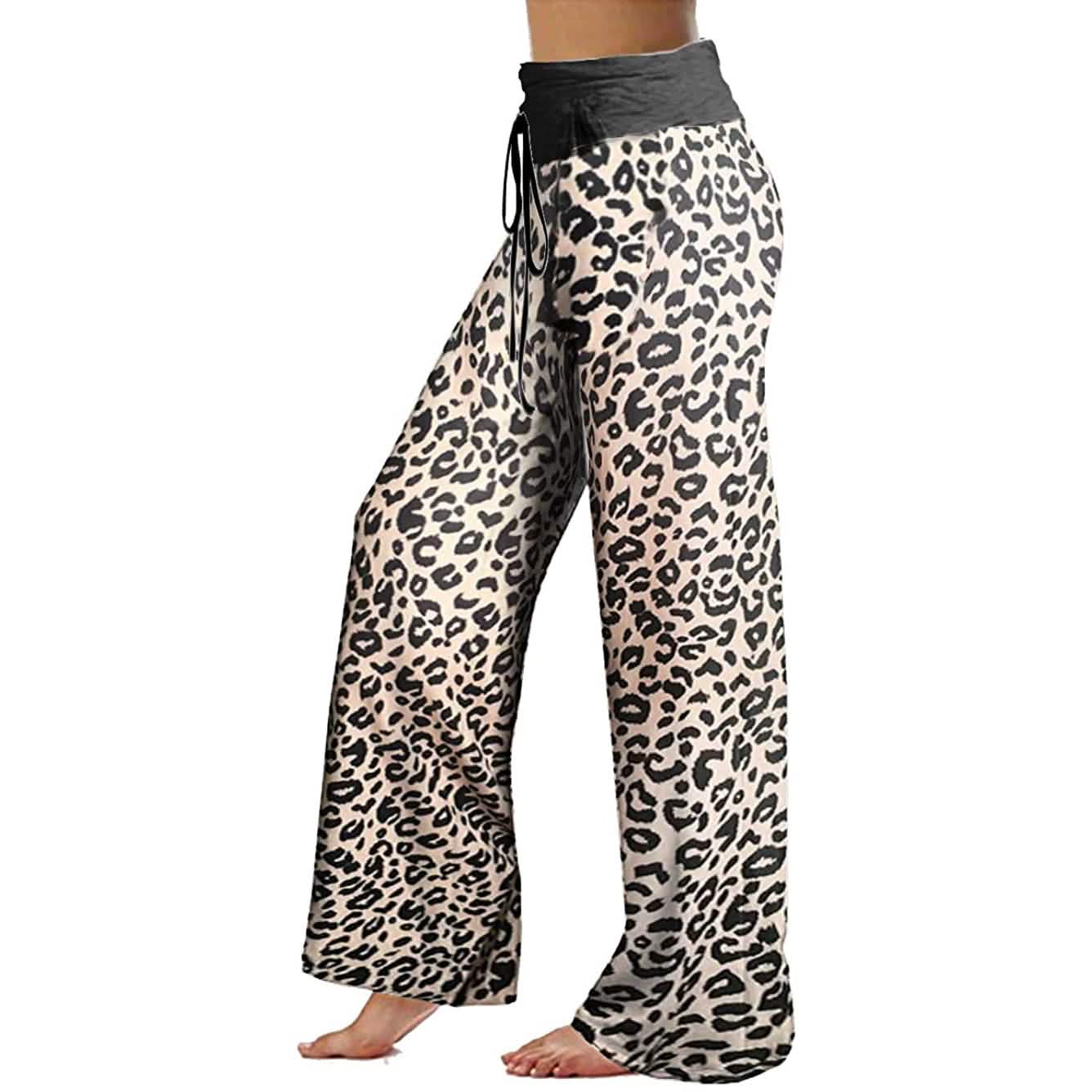 Bequeme Stretch-Palazzo-Loungehose mit weitem Bein für Damen und Kordelzug