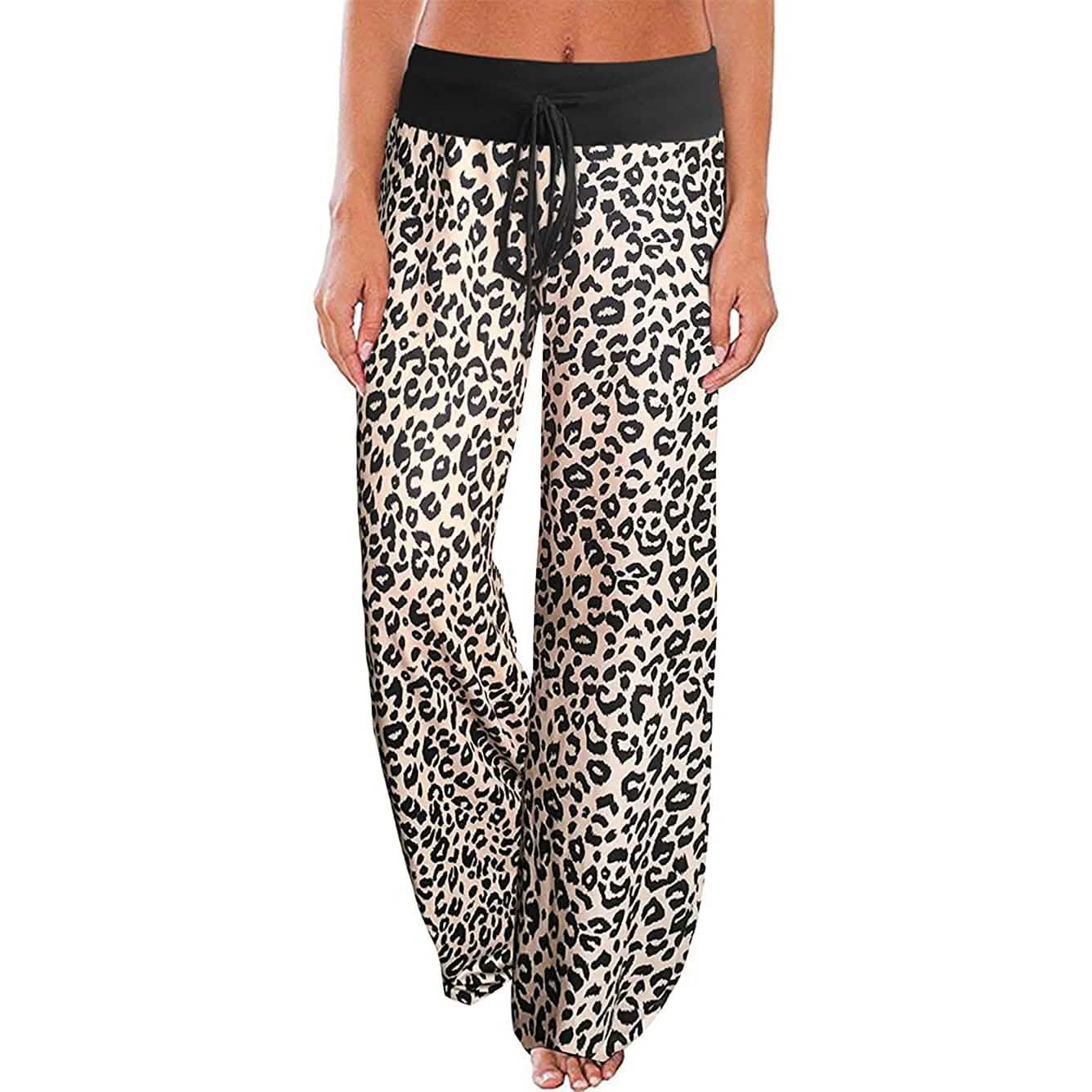 Bequeme Stretch-Palazzo-Loungehose mit weitem Bein für Damen und Kordelzug