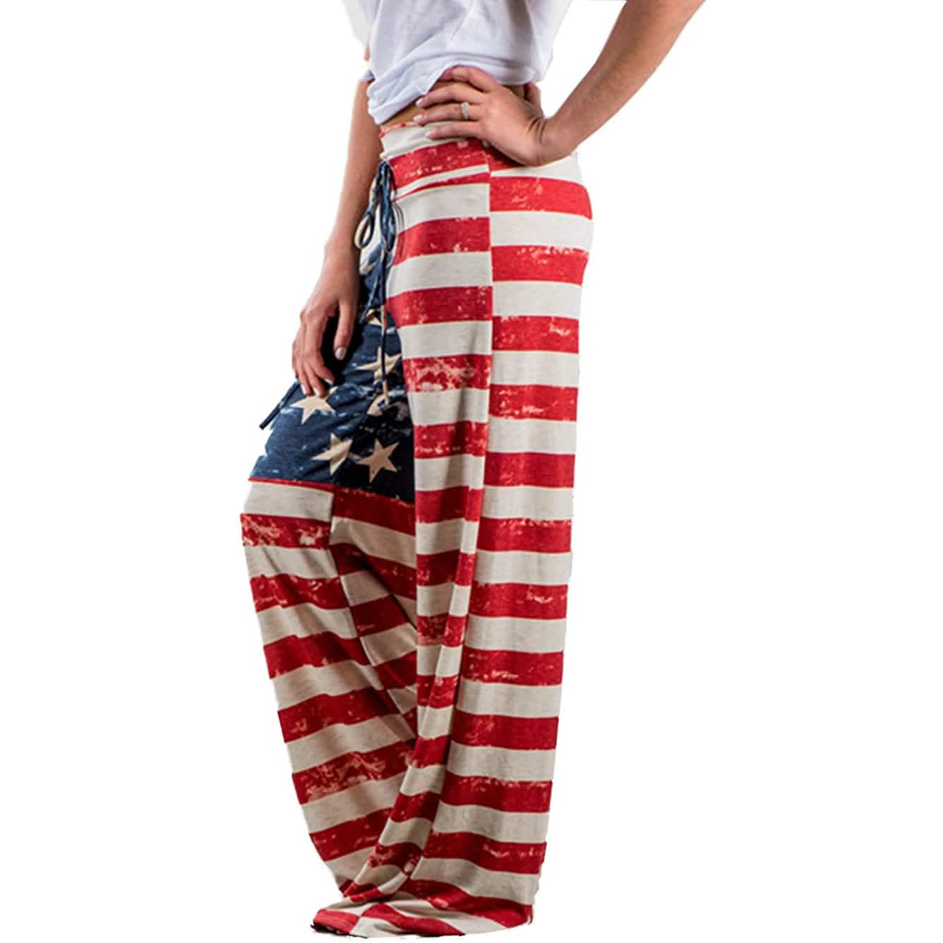 Bequeme Stretch-Palazzo-Loungehose mit weitem Bein für Damen und Kordelzug