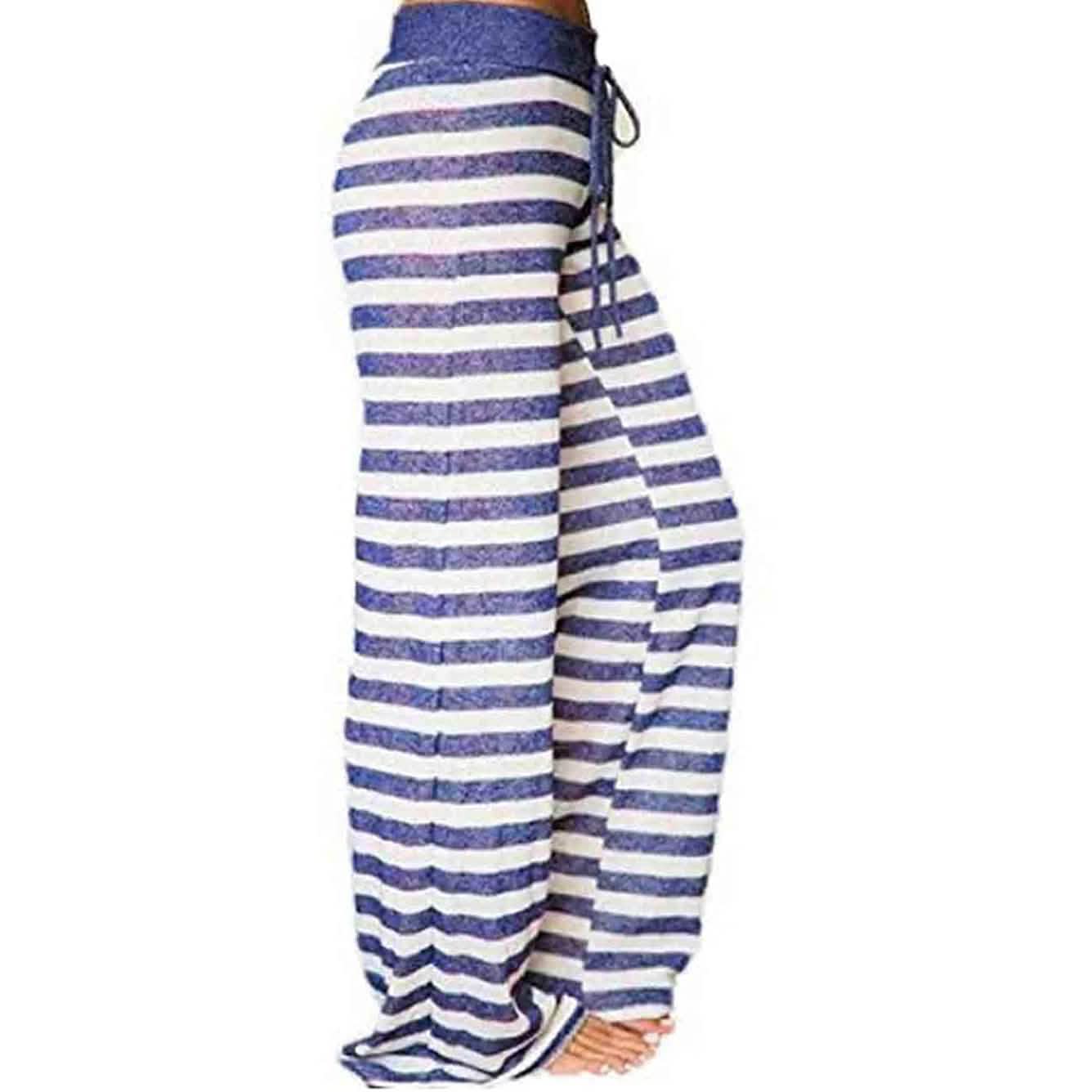 Bequeme Stretch-Palazzo-Loungehose mit weitem Bein für Damen und Kordelzug