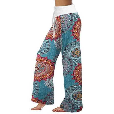 Bequeme Stretch-Palazzo-Loungehose mit weitem Bein für Damen und Kordelzug