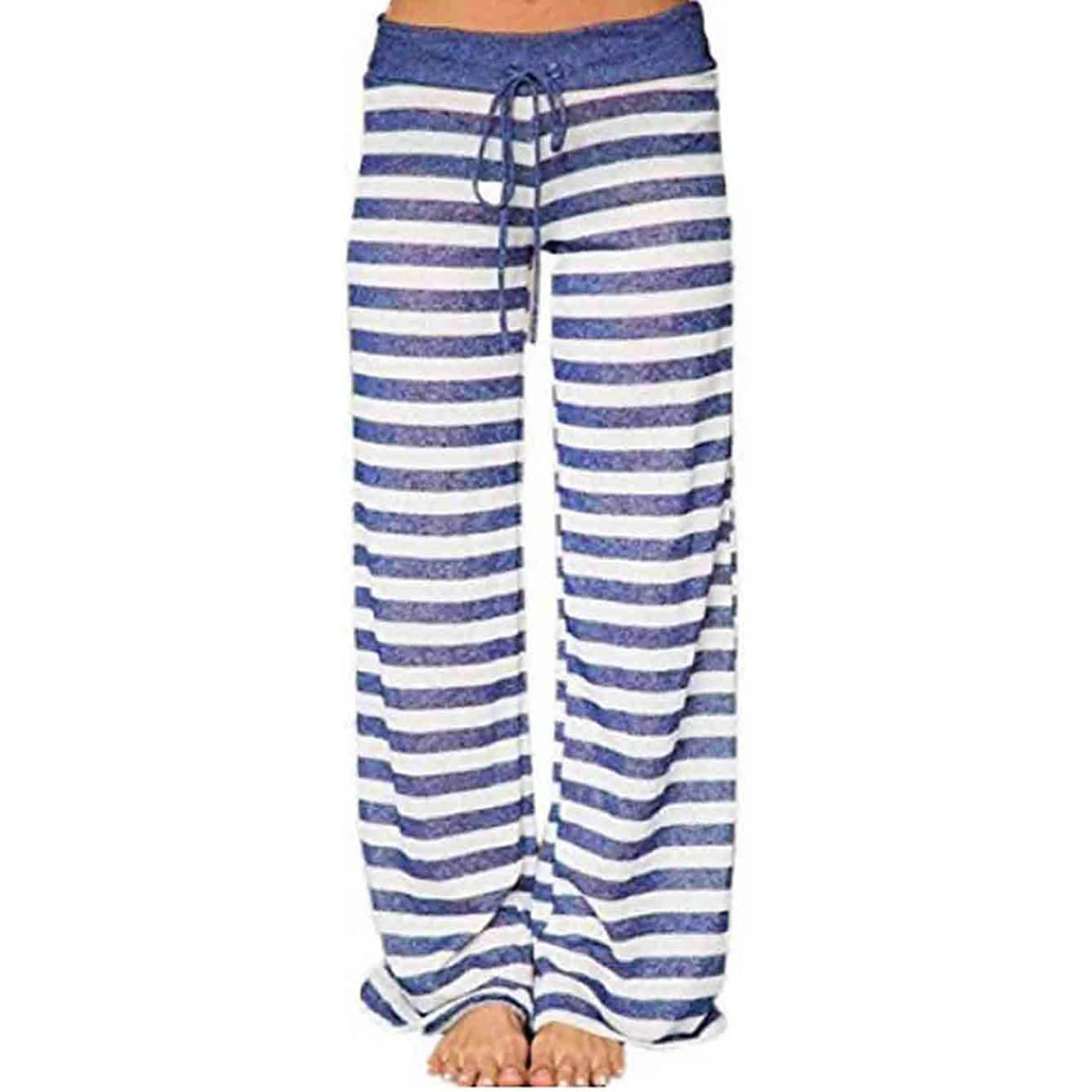 Bequeme Stretch-Palazzo-Loungehose mit weitem Bein für Damen und Kordelzug