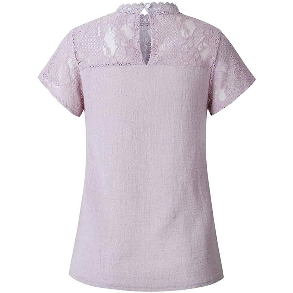 Damen Süßes Spitzen-Shirt Oberteil T-Shirt