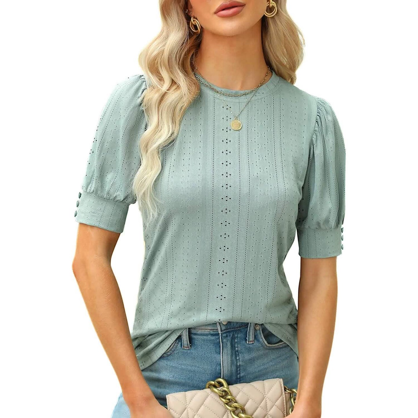 Damen Bluse Elegante Puffärmel