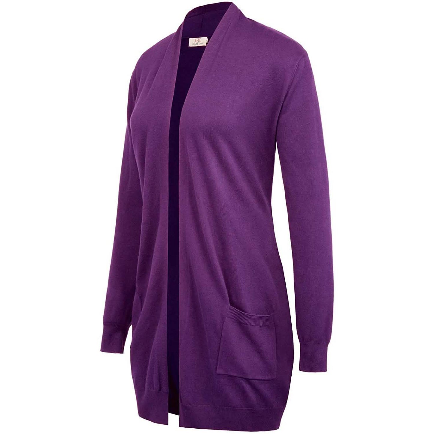 Damen Basic Unifarben Offene Lange Strickjacke