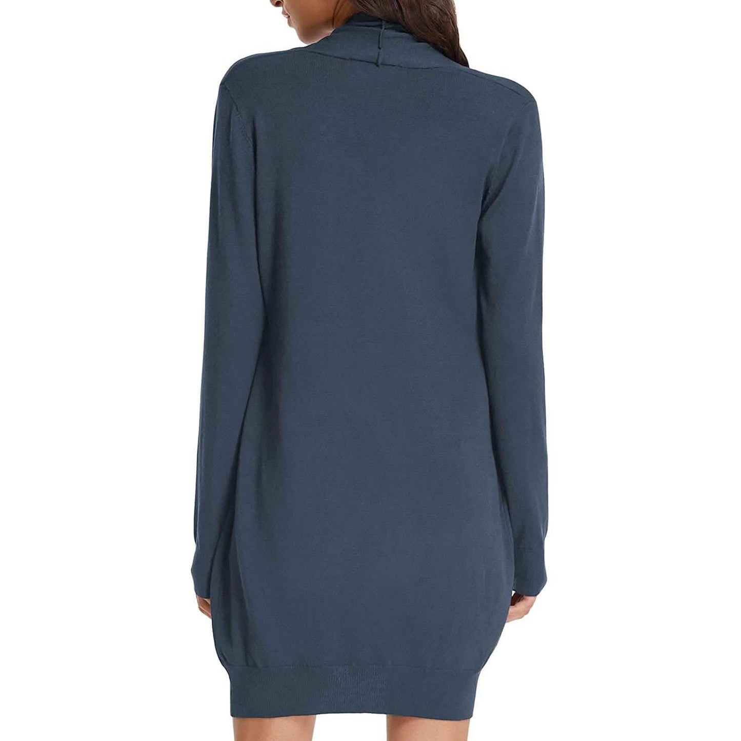 Damen Basic Unifarben Offene Lange Strickjacke