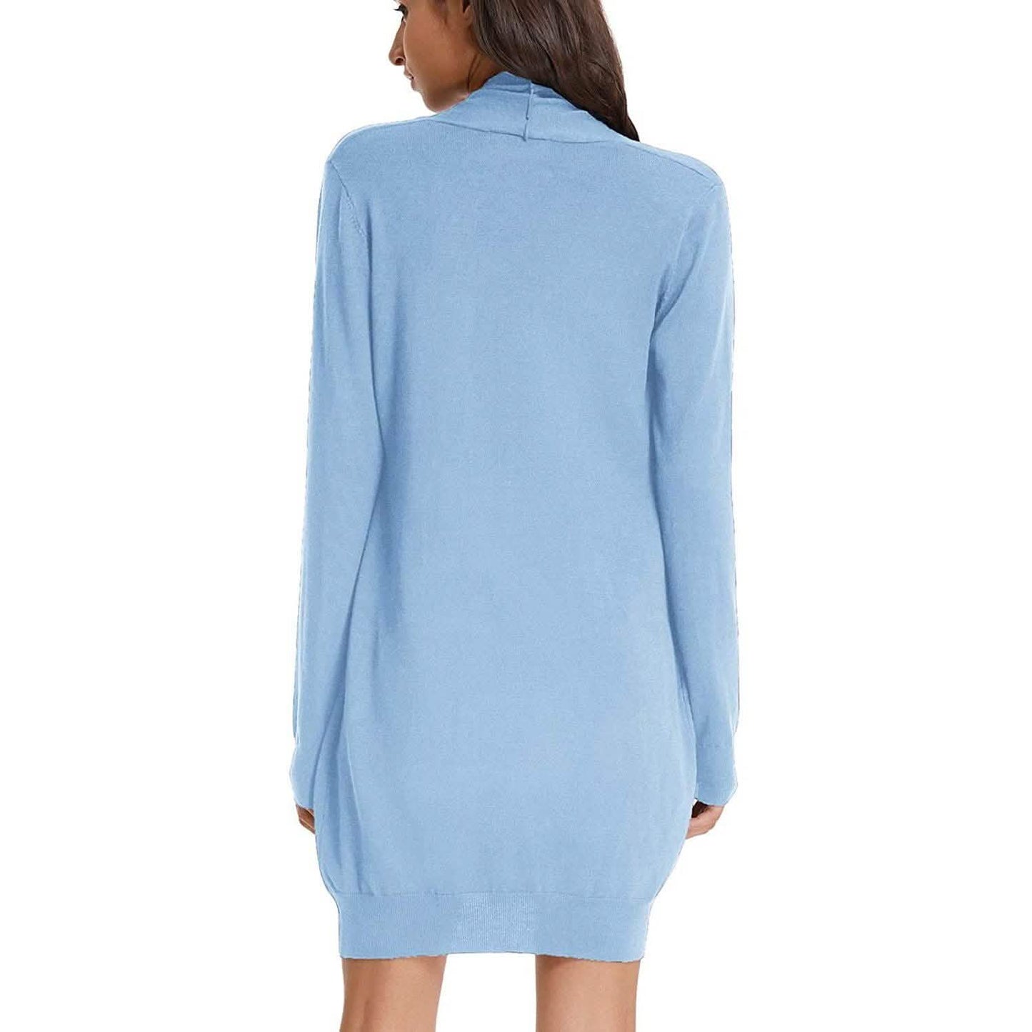 Damen Basic Unifarben Offene Lange Strickjacke