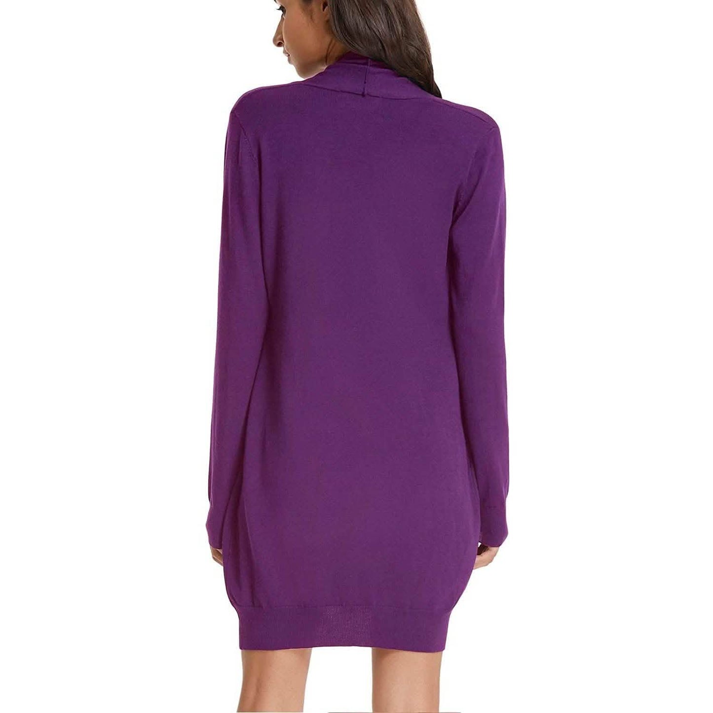 Damen Basic Unifarben Offene Lange Strickjacke
