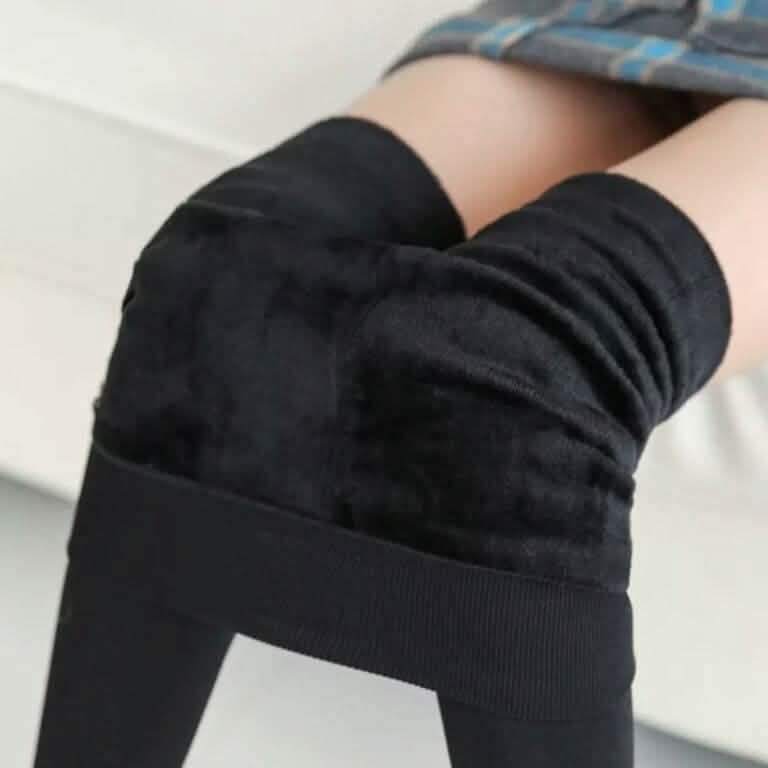 Damen Extra 220g Fleece Leggings Hoher Bund Elastisch Warm Leggings (Einheitsgröße)