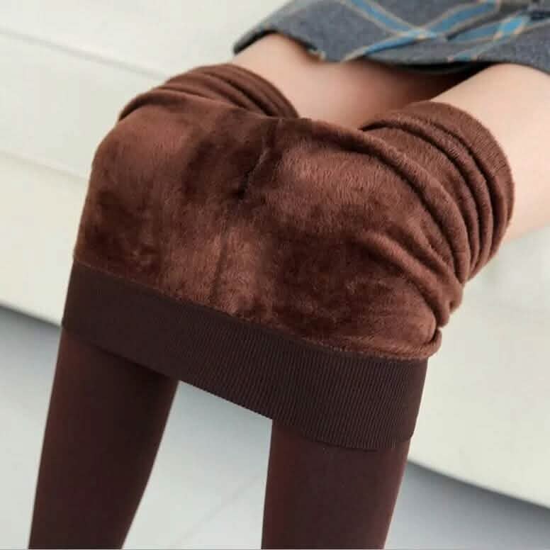 Damen Extra 220g Fleece Leggings Hoher Bund Elastisch Warm Leggings (Einheitsgröße)