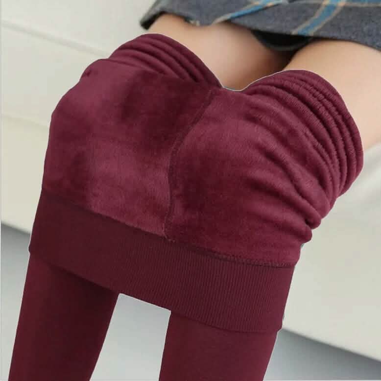 Damen Extra 220g Fleece Leggings Hoher Bund Elastisch Warm Leggings (Einheitsgröße)