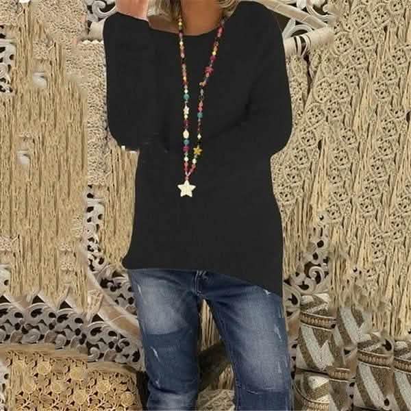 Damenmode Herbst und Winter Langarm Strickpullover Einfarbige Warme Pullover Tops