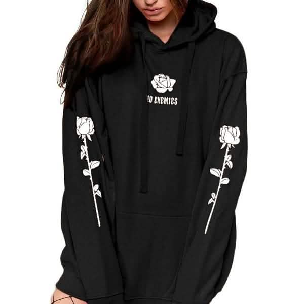 Damenmode Freizeit-Oberteile mit Rosenprint, warme Hoodies