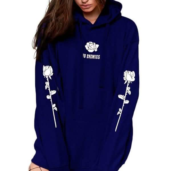 Damenmode Freizeit-Oberteile mit Rosenprint, warme Hoodies