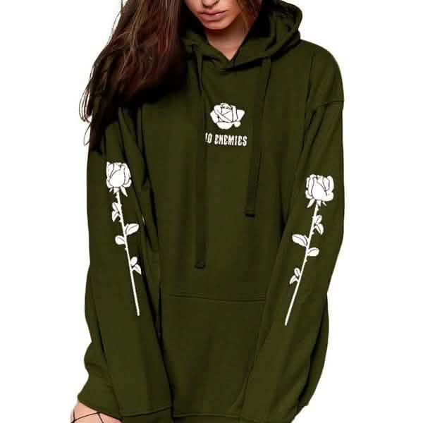 Damenmode Freizeit-Oberteile mit Rosenprint, warme Hoodies