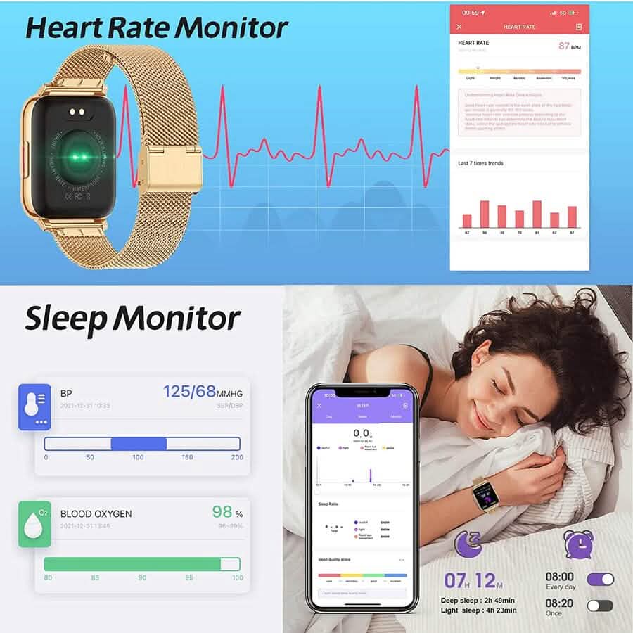 Fitness-Tracker für Damen mit Blutdruck- und Herzfrequenzmessung