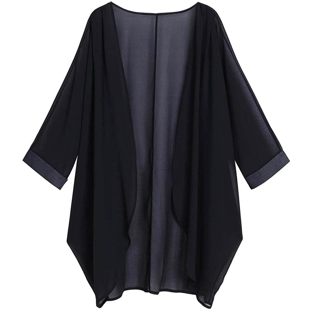 Damen Kimono-Cardigan aus transparentem Chiffon mit Blumenmuster, locker geschnitten