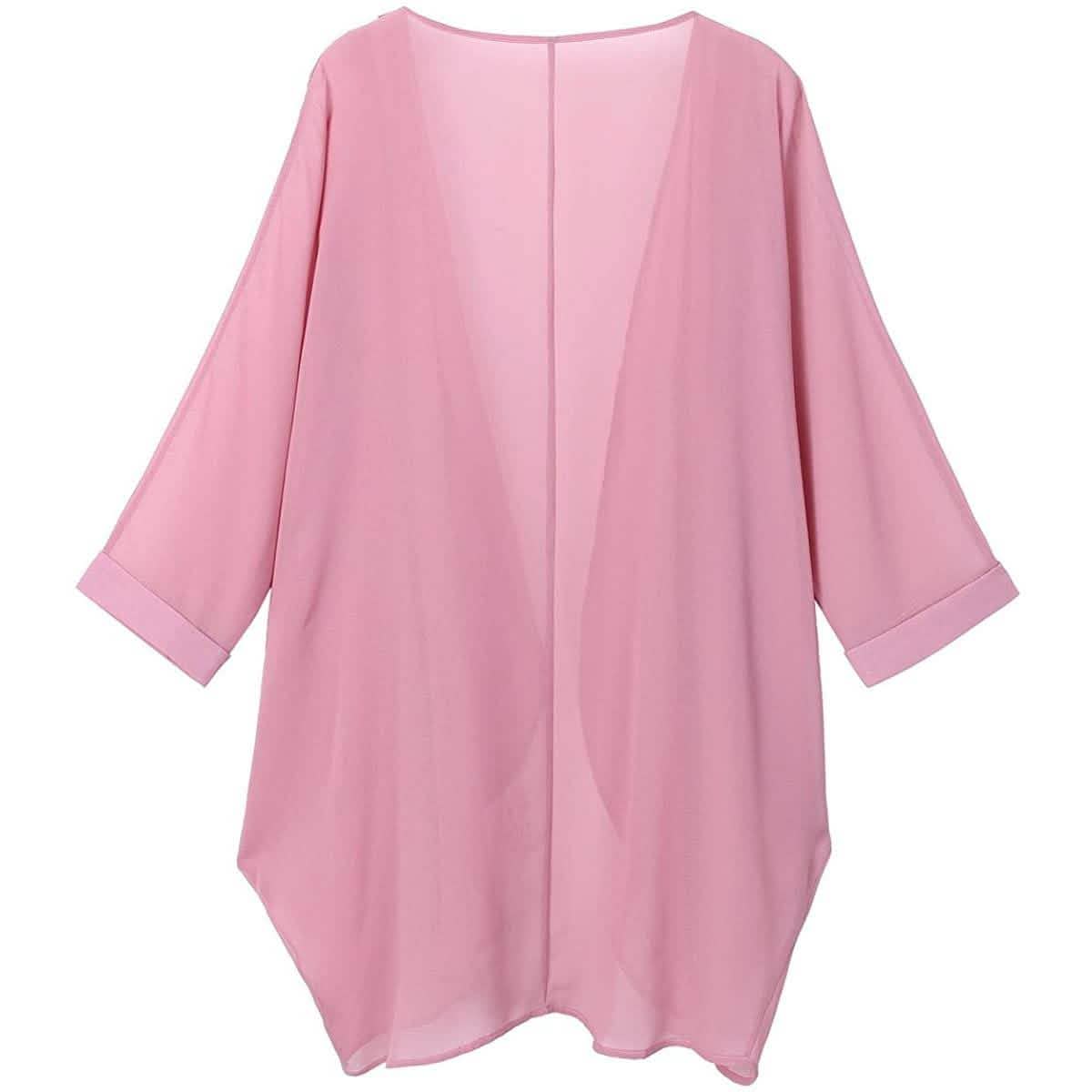 Damen Kimono-Cardigan aus transparentem Chiffon mit Blumenmuster, locker geschnitten