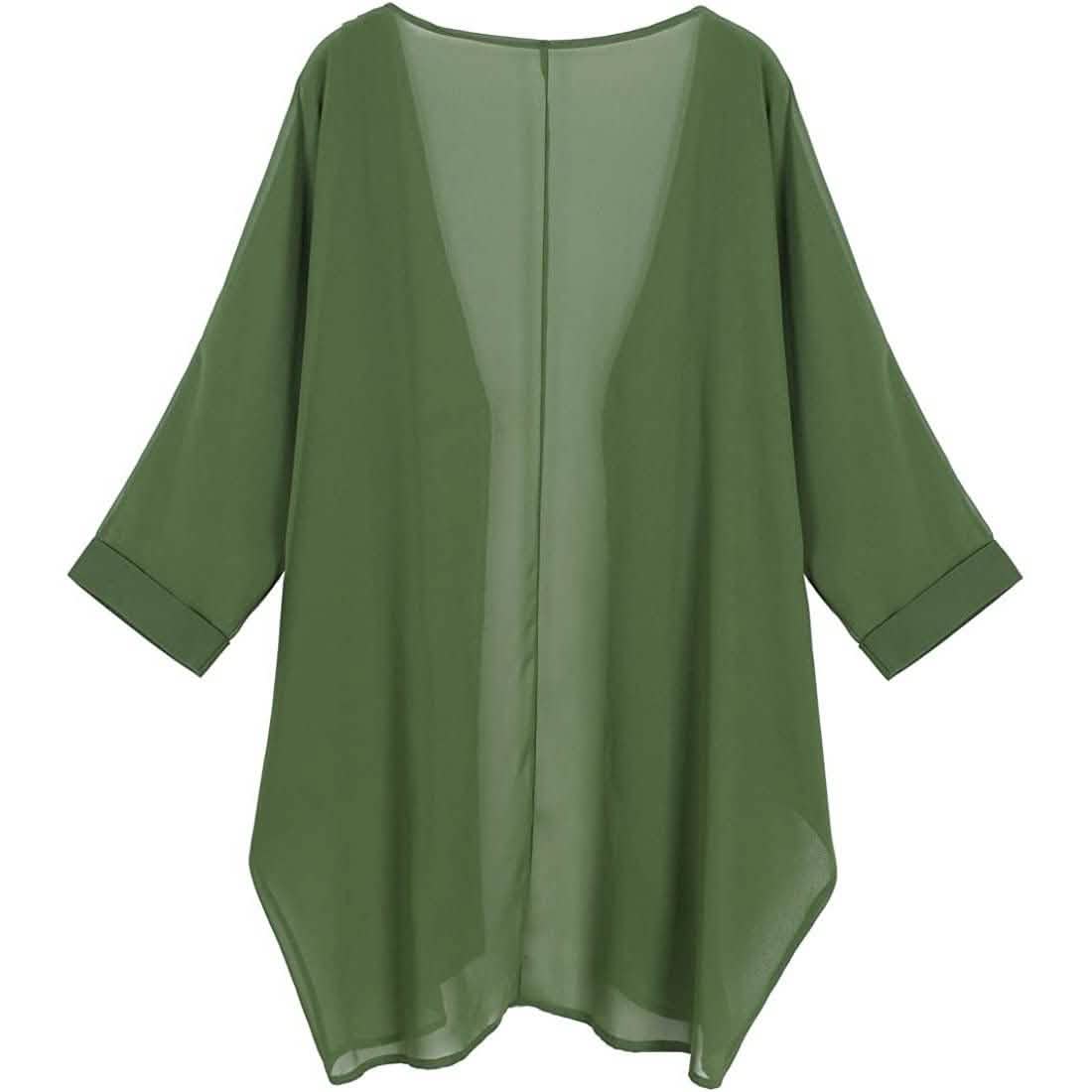 Damen Kimono-Cardigan aus transparentem Chiffon mit Blumenmuster, locker geschnitten