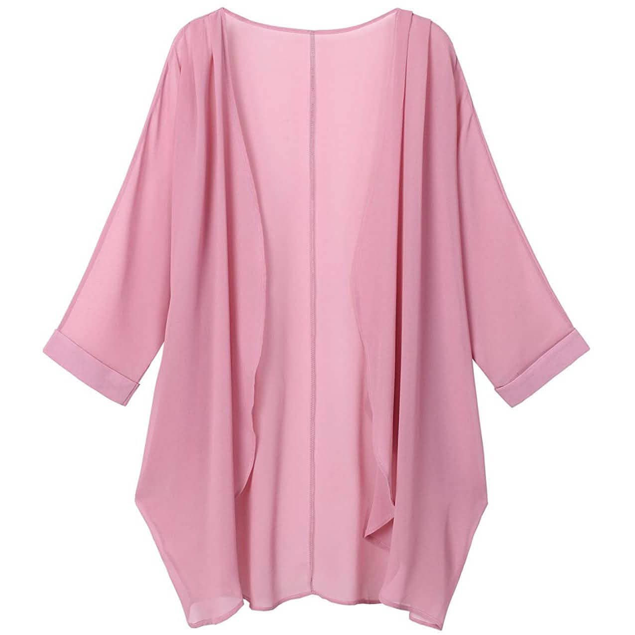 Damen Kimono-Cardigan aus transparentem Chiffon mit Blumenmuster, locker geschnitten