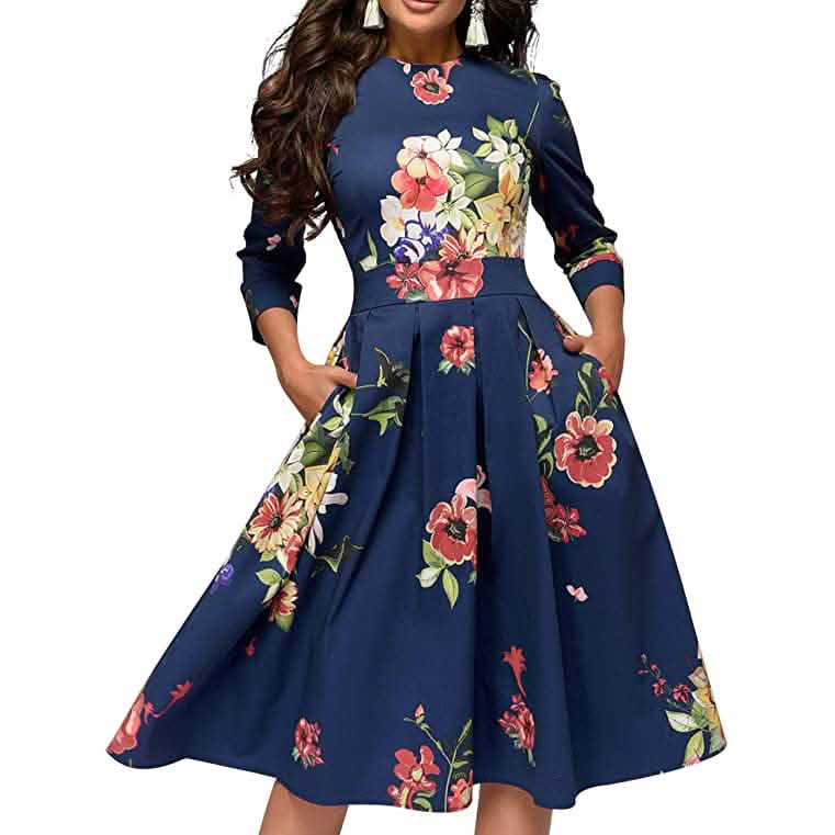 Damen-Blumenkleid im Vintage-Stil