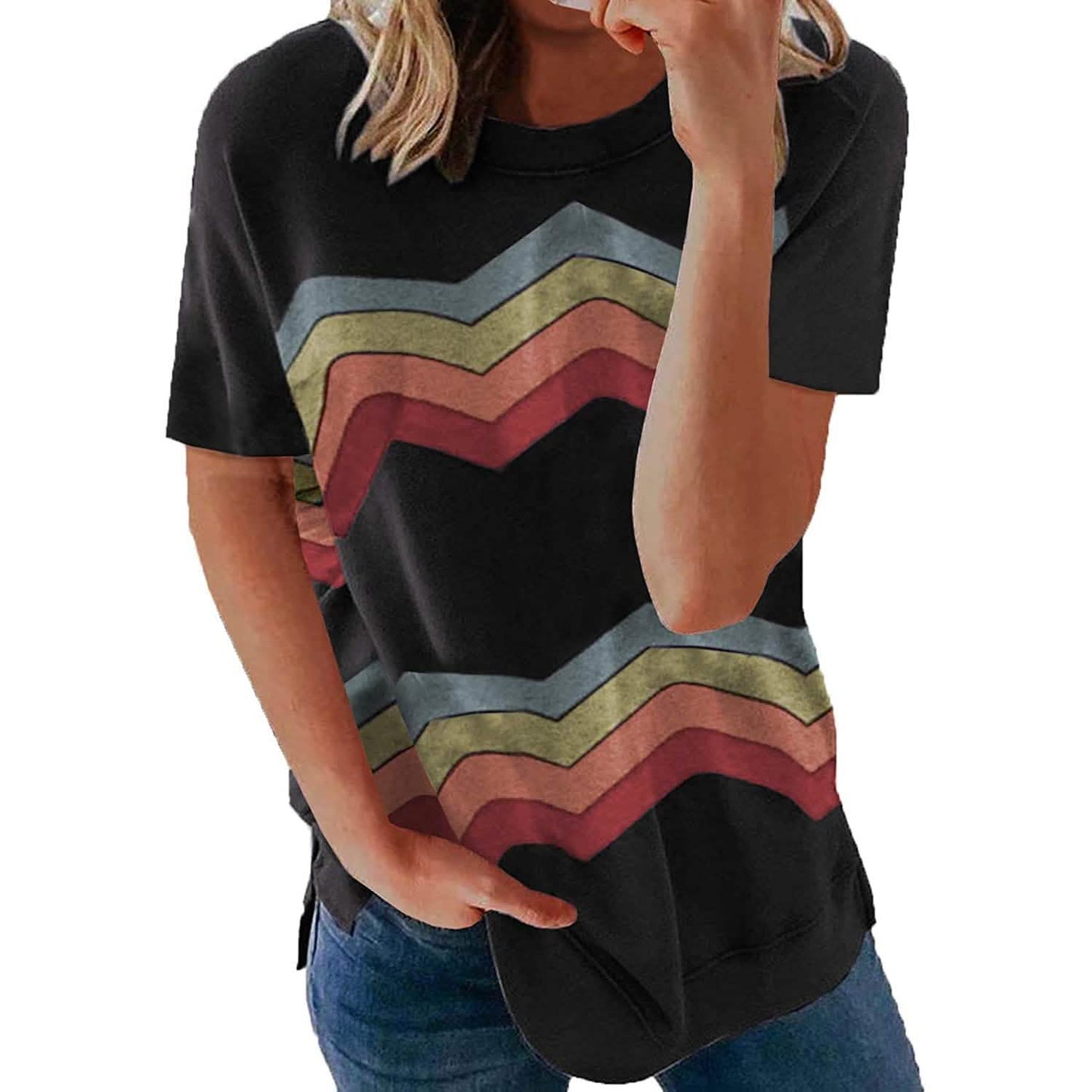 Damen Grafik Rundhals-T-Shirt Locker Lässig