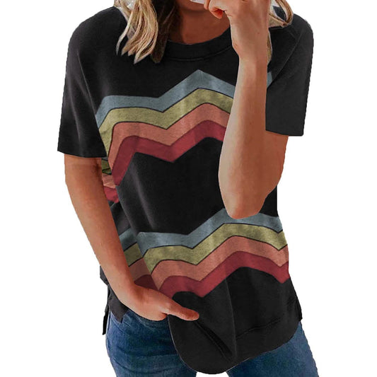Damen Grafik Rundhals-T-Shirt Locker Lässig