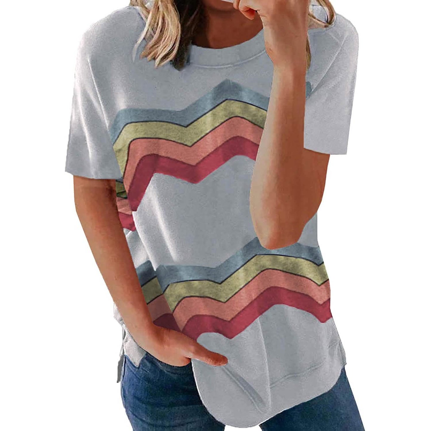 Damen Grafik Rundhals-T-Shirt Locker Lässig
