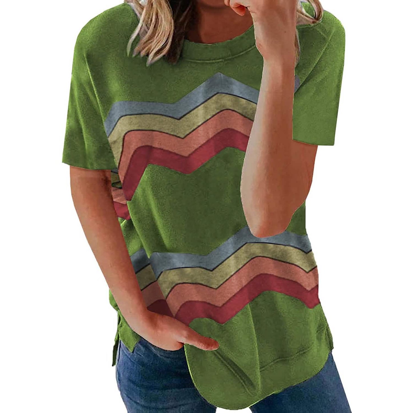 Damen Grafik Rundhals-T-Shirt Locker Lässig