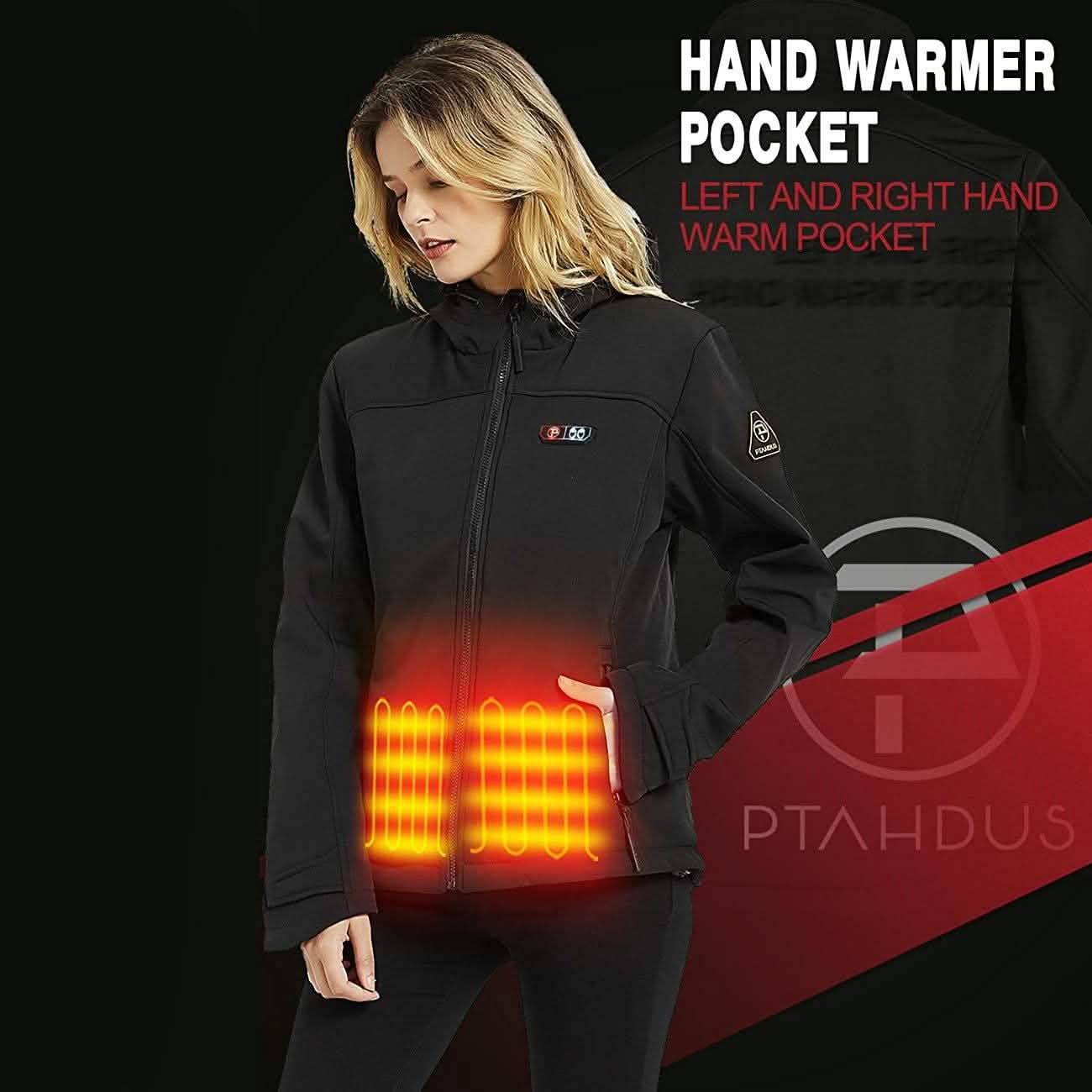 Damen Softshell-Heizjacke mit Handwärmer
