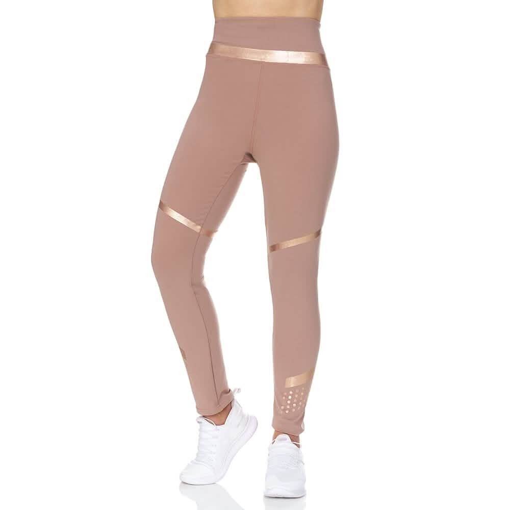 Damen Leggings mit hohem Bund, voller Länge und Gummidruck-Detail