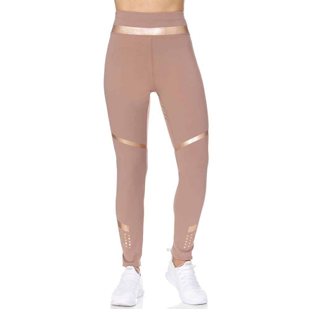 Damen Leggings mit hohem Bund, voller Länge und Gummidruck-Detail