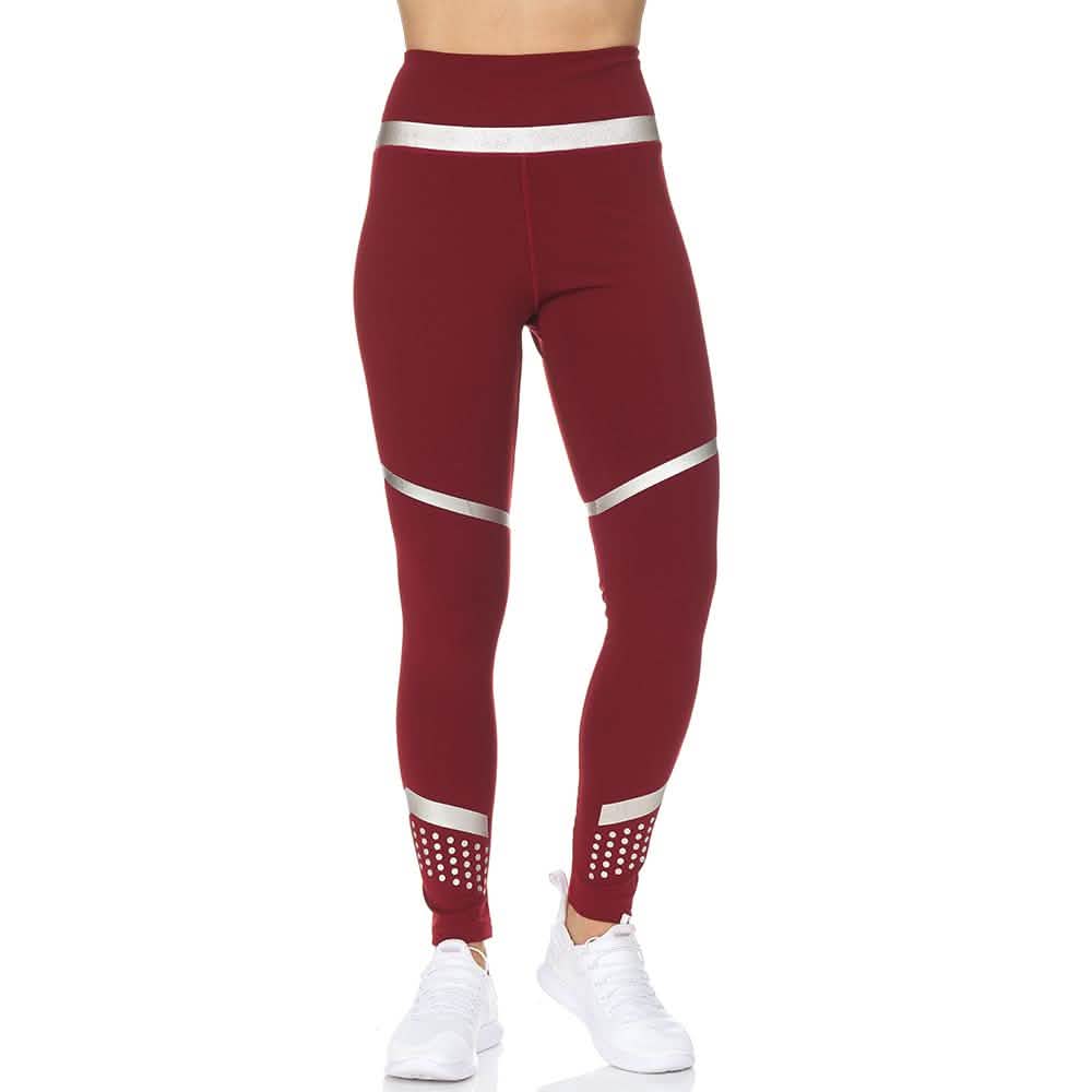 Damen Leggings mit hohem Bund, voller Länge und Gummidruck-Detail