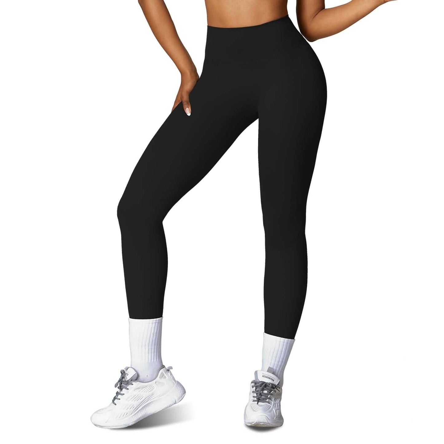 Damen High Waist Workout Leggings Bauchkontrolle Kompression mit 63,5 cm Innenbeinlänge Ohne Vorderseitennaht