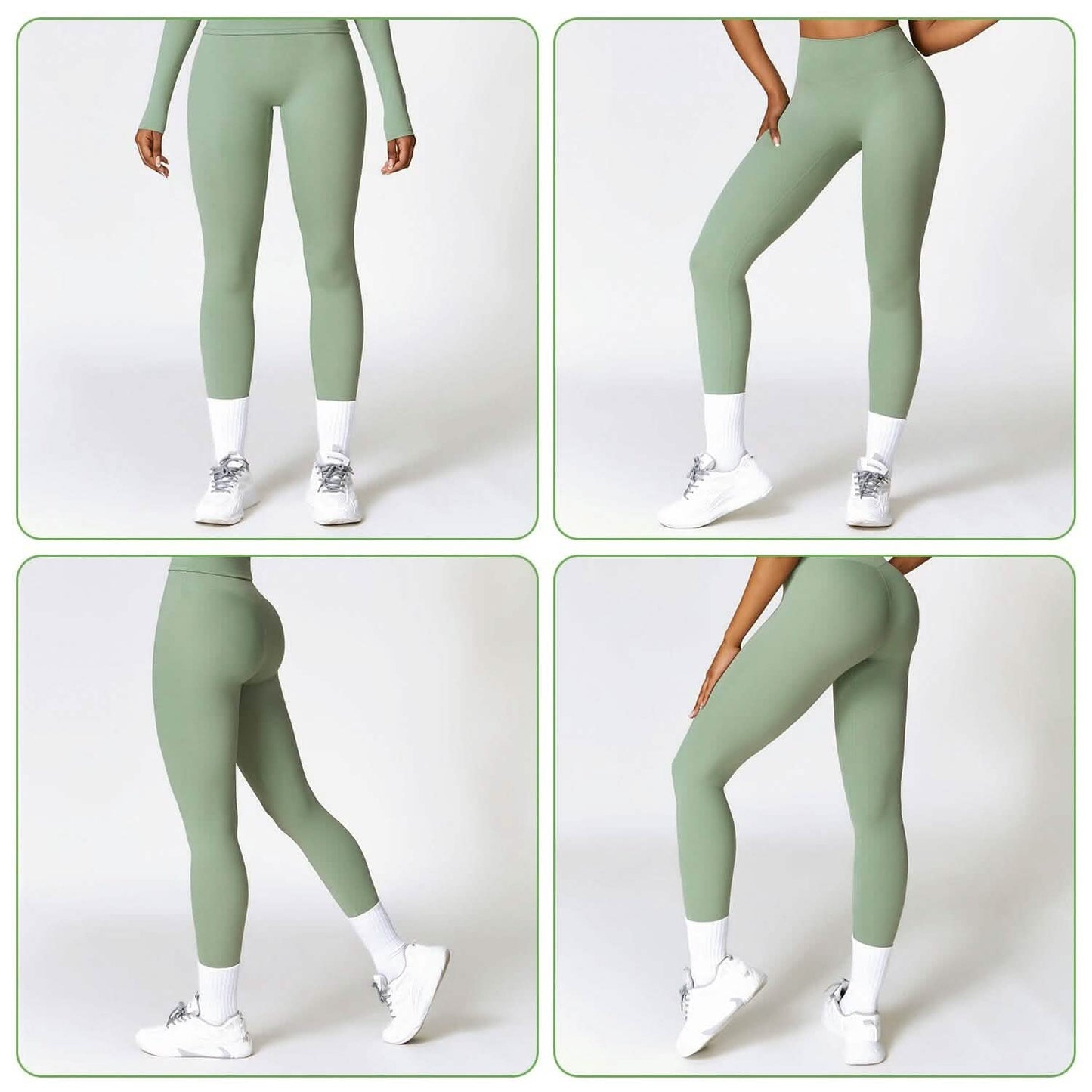 Damen High Waist Workout Leggings Bauchkontrolle Kompression mit 63,5 cm Innenbeinlänge Ohne Vorderseitennaht