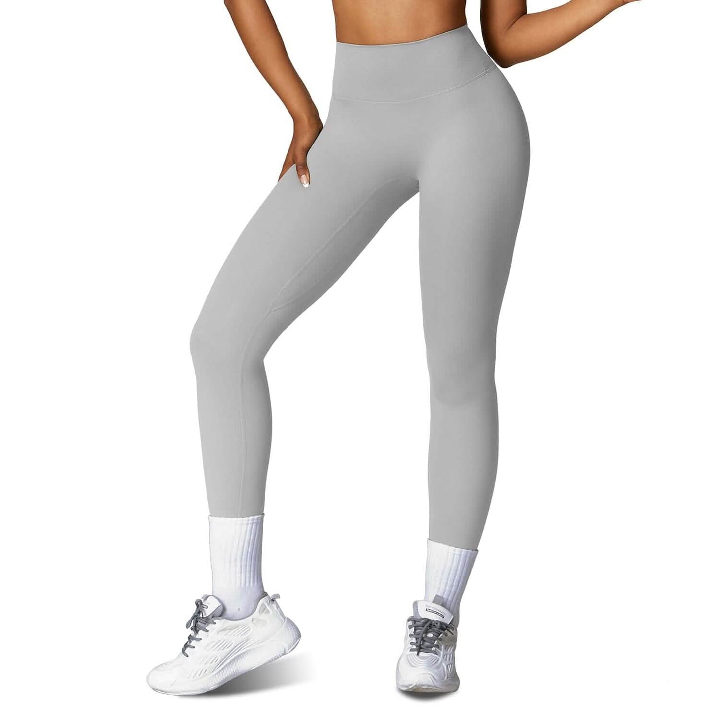 Damen High Waist Workout Leggings Bauchkontrolle Kompression mit 63,5 cm Innenbeinlänge Ohne Vorderseitennaht