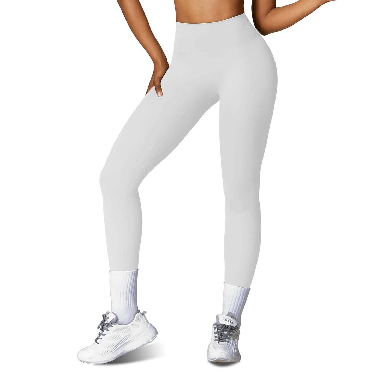 Damen High Waist Workout Leggings Bauchkontrolle Kompression mit 63,5 cm Innenbeinlänge Ohne Vorderseitennaht