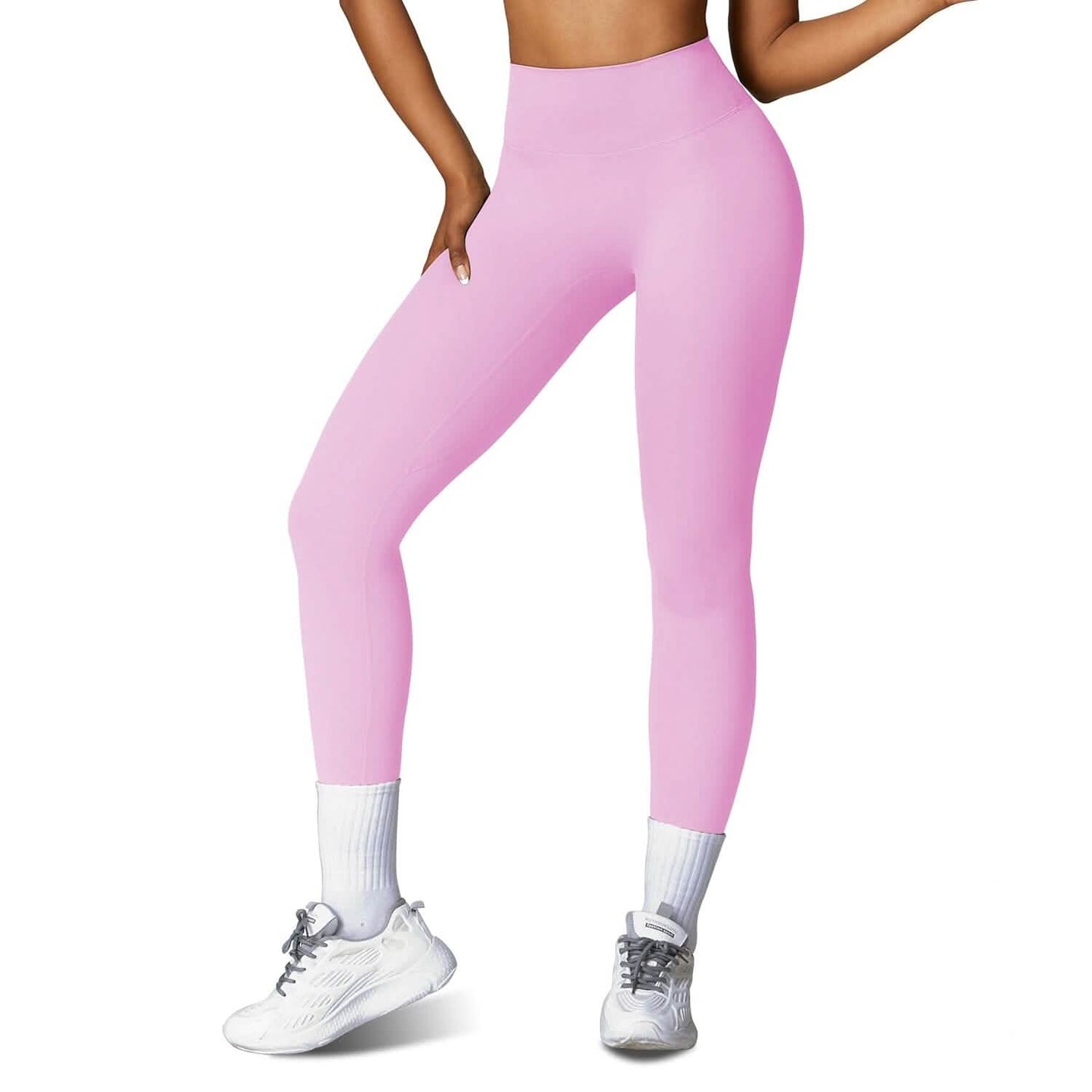 Damen High Waist Workout Leggings Bauchkontrolle Kompression mit 63,5 cm Innenbeinlänge Ohne Vorderseitennaht