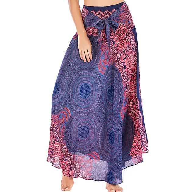 Damen High-Waist Yoga Rock Zigeunerkleid