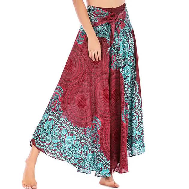Damen High-Waist Yoga Rock Zigeunerkleid