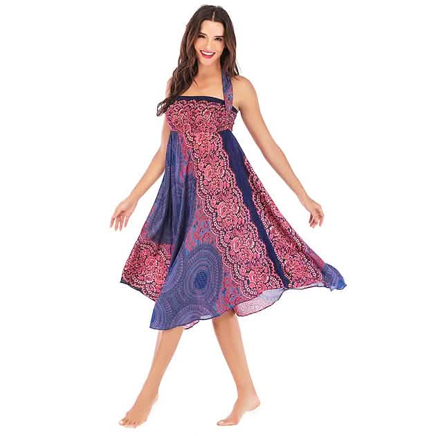 Damen High-Waist Yoga Rock Zigeunerkleid
